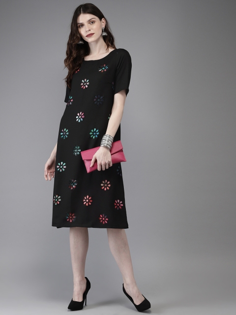 

Anouk Women Black Printed A-line Kurta