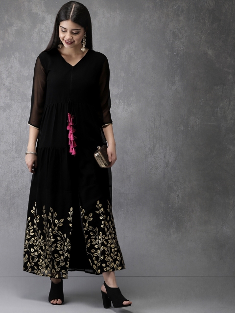 

Anouk Women Black Printed Kurta with Trousers