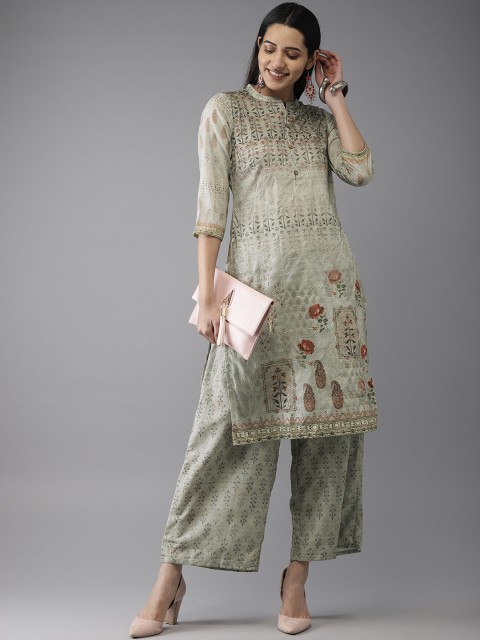 

Anouk Women Grey Printed Kurta with Palazzos