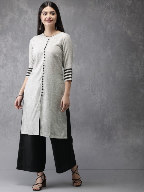 

Anouk Women Grey Melange & Black Solid Kurta with Palazzos