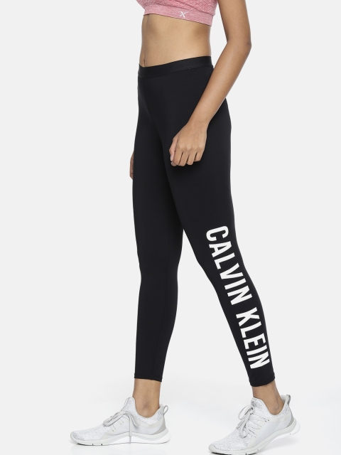 

Calvin Klein Jeans Women Black Printed Side Logo Print Cropped Tights