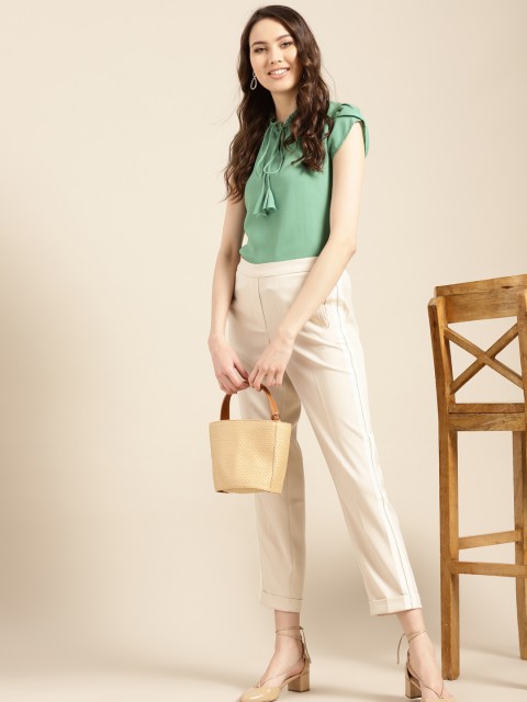 

AKS Couture Women Sea Green Solid Top
