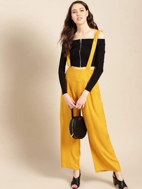

AKS Couture Yellow Solid Dungarees