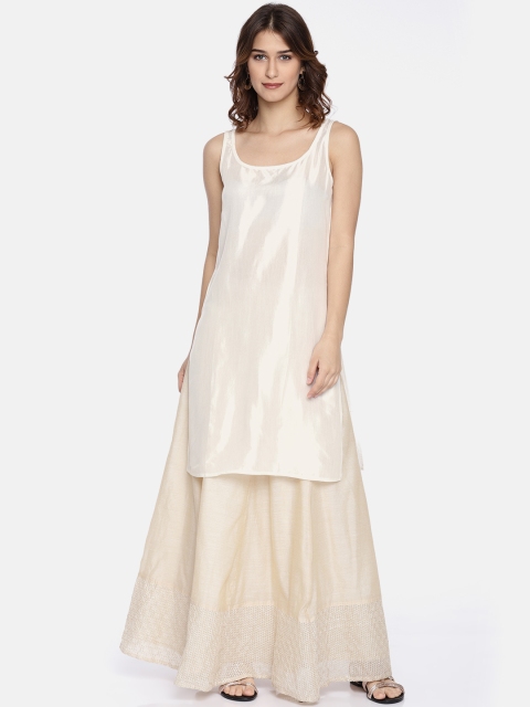 

Melange by Lifestyle Women Off-White Solid Straight Kurta
