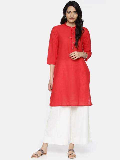 

Melange by Lifestyle Women Red Solid Straight Kurta