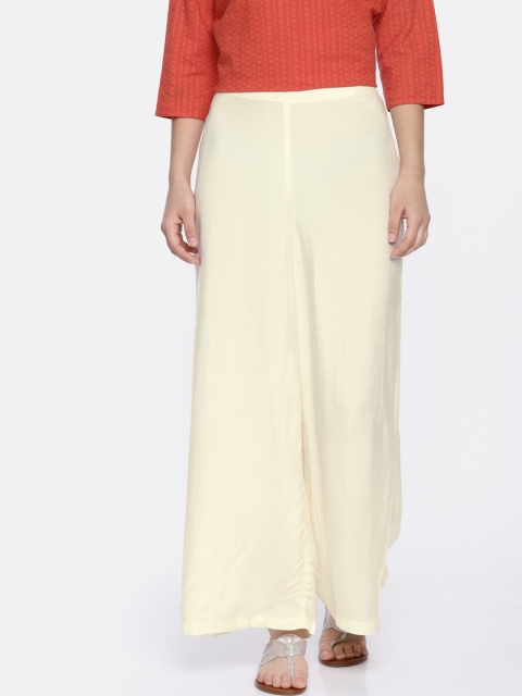 

Melange by Lifestyle Women Off-White Wide Leg Solid Palazzos