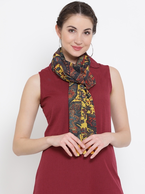 

WISSTLER Women Yellow Printed Stole