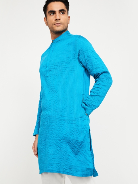 

Melange by Lifestyle Men Blue Striped Straight Kurta