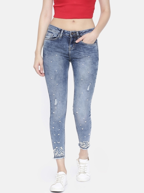 

Jealous 21 Women Blue Hottie Fit Mildly Distressed Ankle-Length Stretchable Jeans