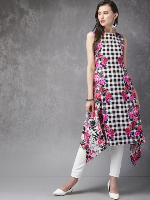 

Anouk Women Multicoloured & Black Floral Printed Straight Kurta, Multi
