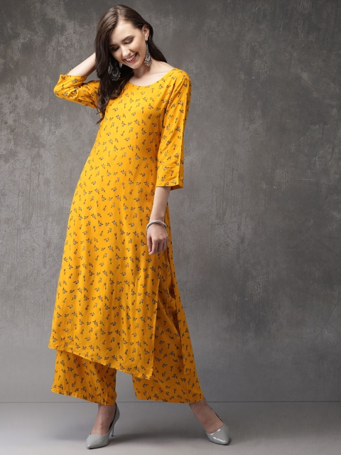 

Anouk Women Mustard Yellow Printed Kurta with Palazzos