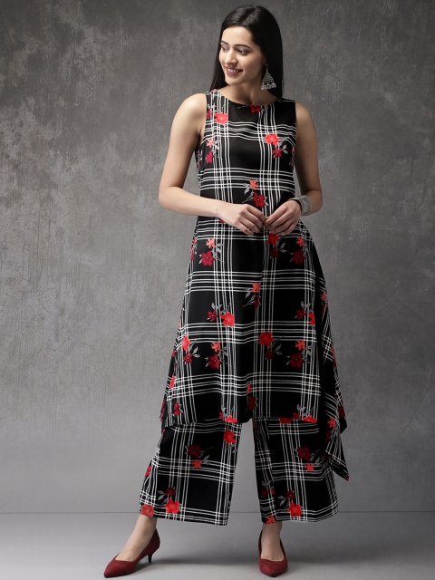 

Anouk Women Black & White Checked Kurta With Palazzos