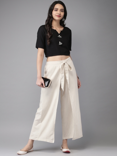 

Anouk Women Black & Off-White Solid Fusion Top with Palazzos