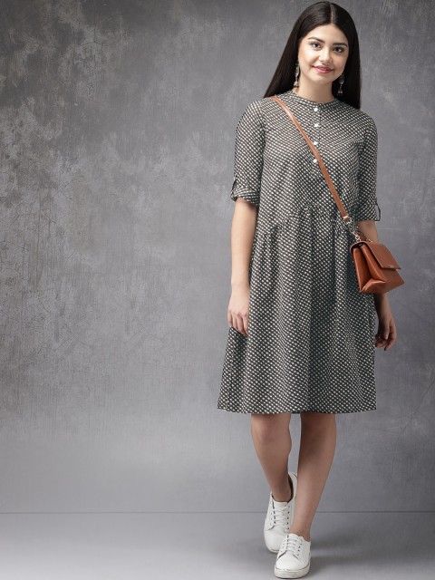 

Anouk Women Black & Brown Checked A-Line Kurta