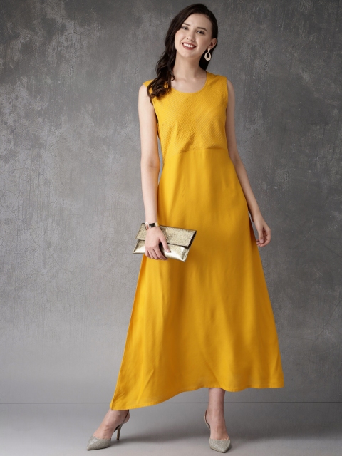 

Anouk Women Mustard Yellow Yoke Design A-Line Kurta
