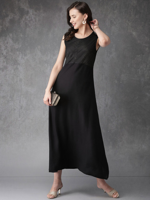 

Anouk Women Black Yoke Design A-Line Fusion Kurta