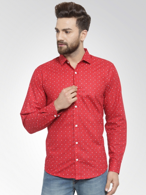 

JAINISH Men Red Classic Slim Fit Printed Casual Shirt