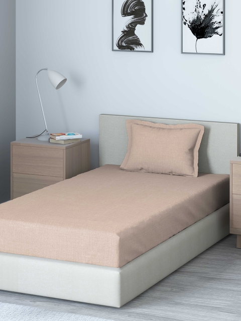 

DDecor Beige Solid 180 TC Cotton 1 Single Bedsheet with 1 Pillow Covers