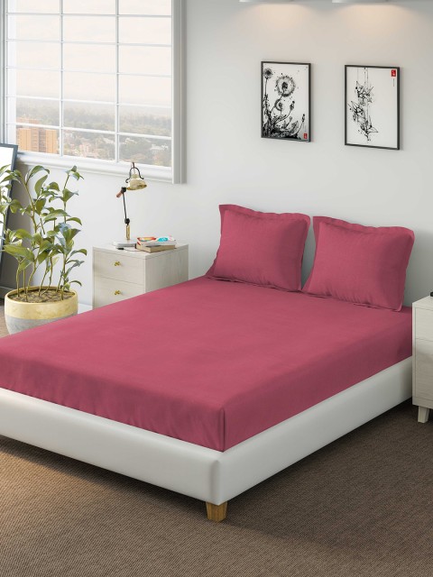 

DDecor Pink Solid 150 TC Cotton 1 Queen Bedsheet with 2 Pillow Covers