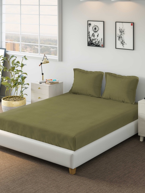 

DDecor Green Solid 150 TC Cotton 1 Queen Bedsheet with 2 Pillow Covers