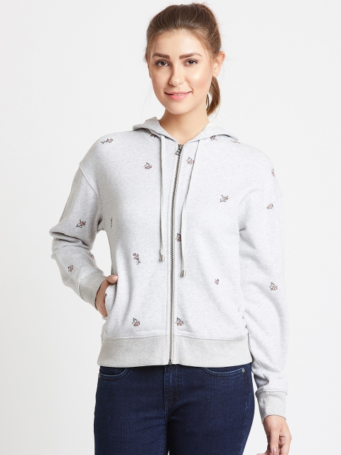 

COVER STORY Women Grey Self Design Sweater