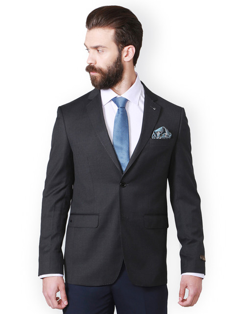 

Louis Philippe Men Black Solid Slim-Fit Single-Breasted Blazer