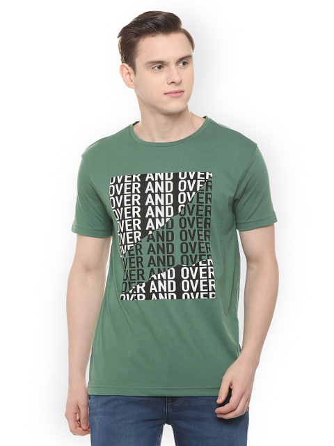 

People Men Green Printed Round Neck T-shirt