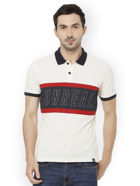 

People Men Off-White Printed Polo Collar T-shirt