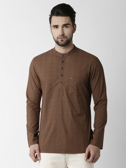 

Peter England Men Brown Printed Straight Kurta
