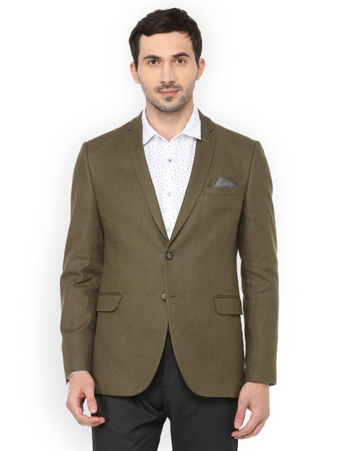 

Van Heusen Sport Men Olive Solid Regular-Fit Single-Breasted Blazer