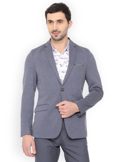 

Van Heusen Sport Men Blue Self-Design Regular-Fit Single-Breasted Blazer