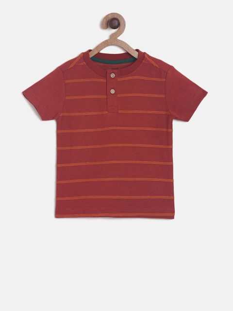 

MINI KLUB Boys Red Striped Henley Neck T-shirt