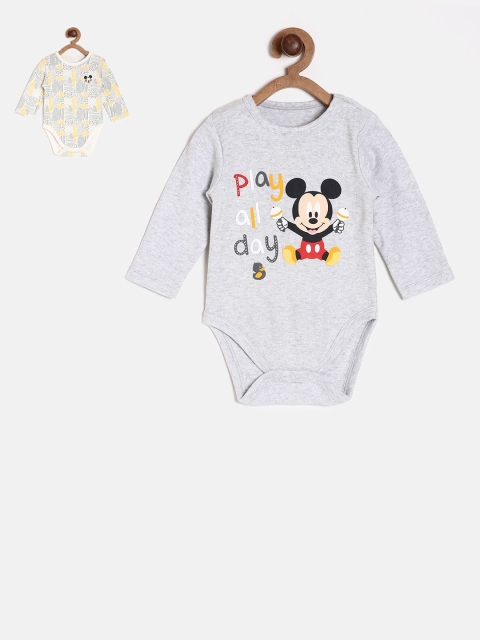 

MINI KLUB Kids Pack of 2 Printed Bodysuits, Grey
