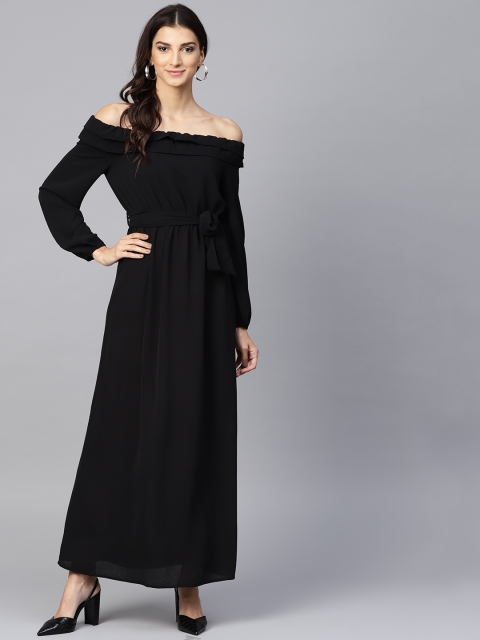

Femella Women Black Solid Maxi Bardot Dress