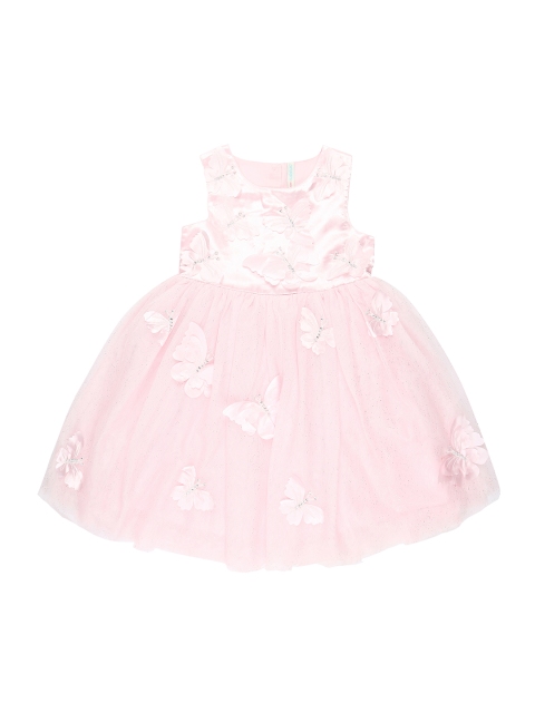 

Pantaloons Junior Girls Pink Self Design Fit and Flare Dress