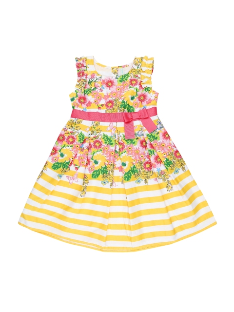 

Pantaloons Junior Girls Yellow & White Printed Fit and Flare Dress