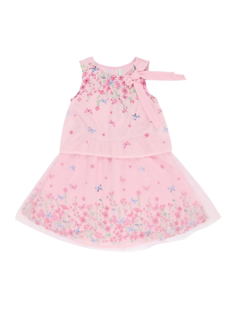 

Pantaloons Junior Girls Pink Printed Layered A-Line Dress