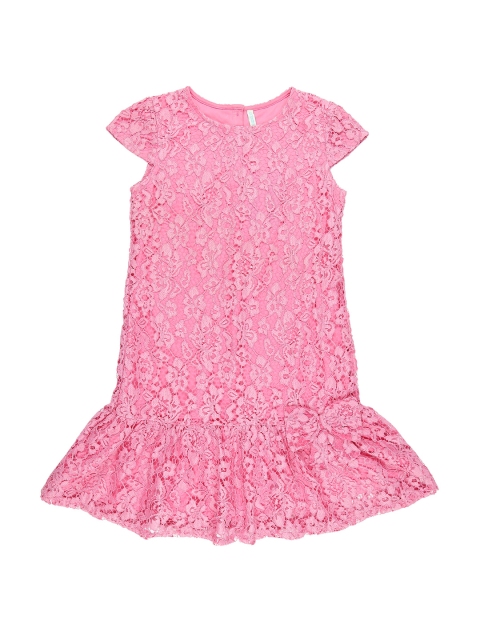 

Pantaloons Junior Girls Pink Self Design Drop-Waist Dress