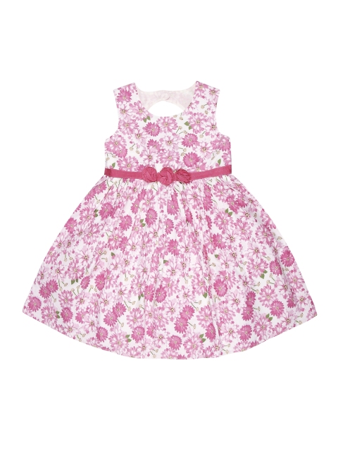 

Pantaloons Junior Girls White & Pink Printed Fit and Flare Dress