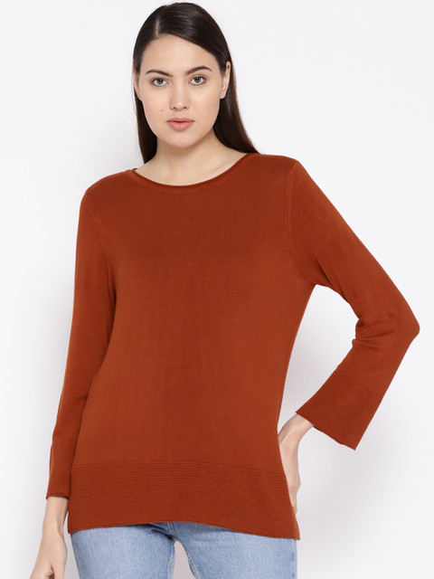 

her by invictus Women Rust Brown Solid Regular Top