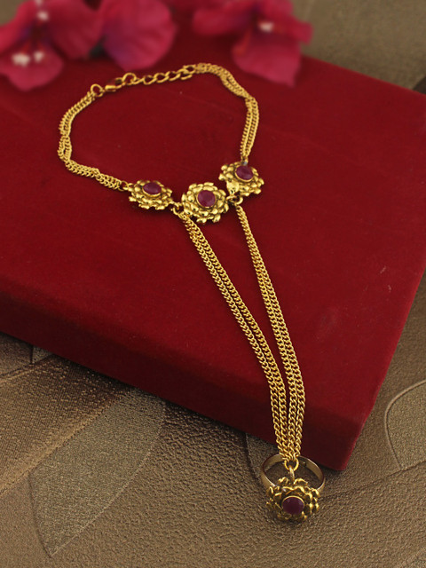 

Sia Art Jewellery Gold-Toned Brass Gold-Plated Ring Bracelet