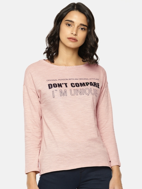 

Lee Cooper Women Peach-Coloured Printed Round Neck T-shirt