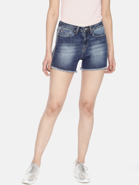 

Lee Cooper Women Blue Washed Regular Fit Denim Shorts