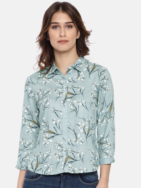 

Lee Cooper Women Sea Green Regular Fit Printed Casual Shirt