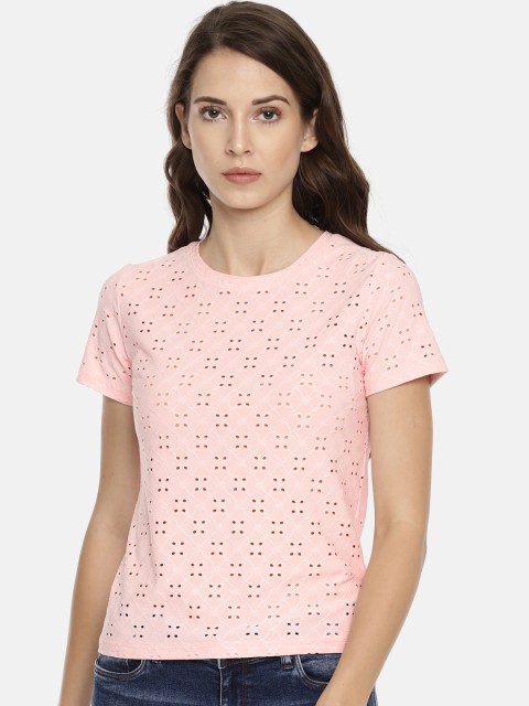 

Lee Cooper Women Pink Self Design Round Neck Top