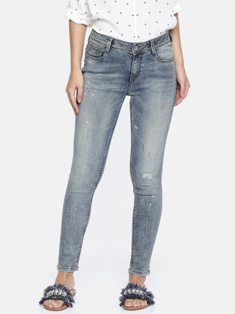 

Lee Cooper Women Blue Annie Slim Fit Mid-Rise Low Distressed Stretchable Jeans