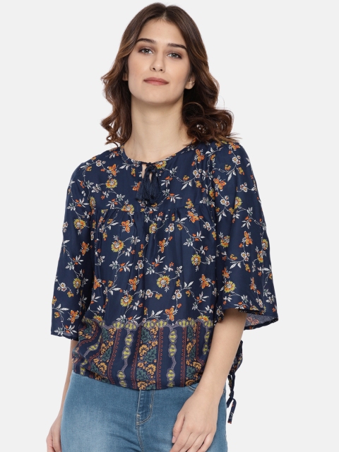 

Lee Cooper Women Navy Blue Floral Print Top