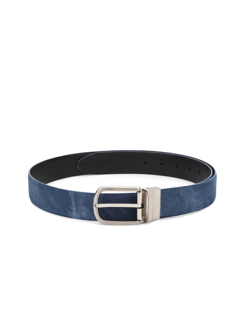 

Calligraphy Men Blue Solid Reversible Belt