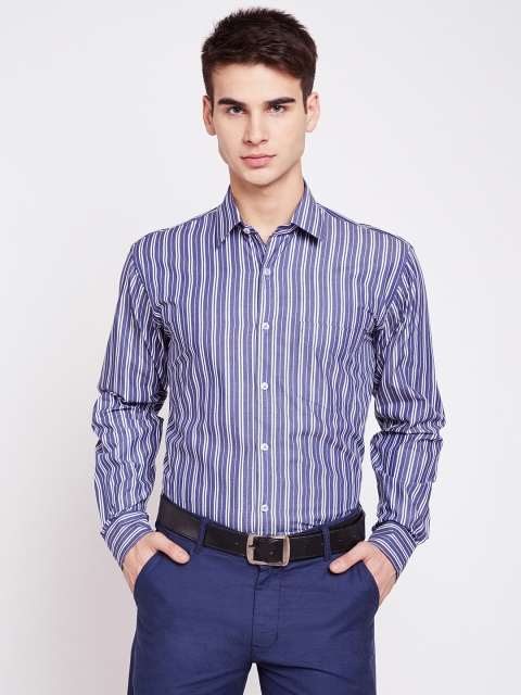 

Hancock Men Blue & White Slim Fit Striped Formal Shirt