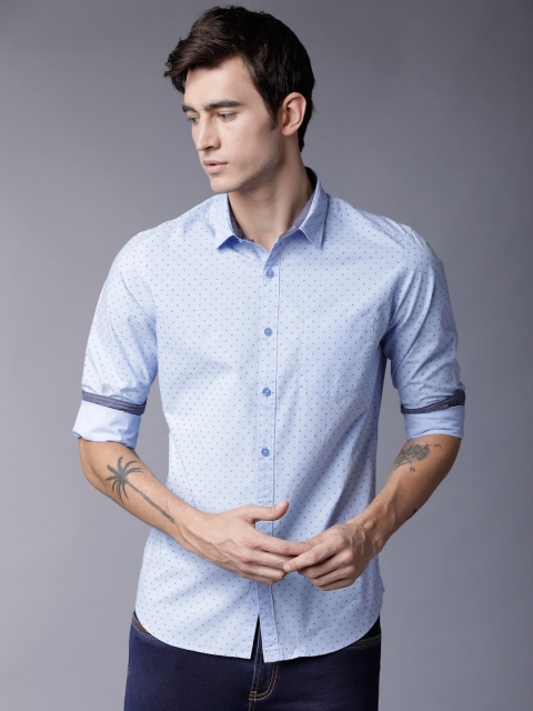 

Black coffee Men Blue Slim Fit Printed Casual Shirt